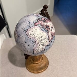 Vintage Style Globe with Wooden Stand